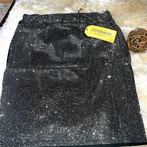 Rhinestone Skirt Vinizbena silver and black